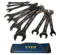YIYEIE Jeu de 10 clés plates super fines à extrémité ouverte, métriques, 5,5, 7, 8, 9, 10, 11, 12, 13, 14, 15, 16, 17, 18, 19, 20, 21, 22, 23, 24, 27 mm, revêtement nickel, acier CR-V ine avec