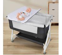 YIYI. BERCEAU CODODO - LIT BÉBÉ À ROULETTES ET TABLE D'ALLAITEMENT - SUPPORT RÉGLABLE - NOIR - 95*50*98-110CM.