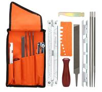 YIYICO Kit Affutage Chaine Tronçonneuse Limes Chaine de Tronconneuse 10Pcs | Affuteuse de Tronçonneuse Professionnel avec Round File Sharpening Guides Depth Gauge Flat File Lightweight Field Bag