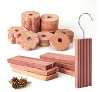 Yizhet Blocs de Bois de Cèdre, 6 Blocs, 10 Fleurs, 10 Anneaux | Produit Naturel, Éloigner les Mites, Idéal pour Cintres et Tiroirs