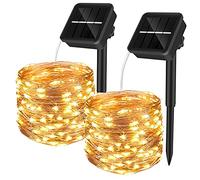 Yizhet Guirlande Solaire Extérieur 10M 100 LED, 2 Pack, Blanc Chaud | Étanche, 8 Modes, Fil de Cuivre, Décoration Jardin, Terrasse, Mariage, Fête