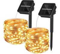 Yizhet Guirlande Solaire Extérieur 15M 150 LED, 2 Pack, Blanc Chaud | Étanche, 8 Modes, Fil de Cuivre, Décoration Jardin, Terrasse, Mariage, Fête