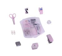 Yizocenguo Mini kits de fournitures de bureau - Comprend une mini agrafeuse, des ciseaux, un extracteur d'agrafes, des agrafes, un dévidoir de ruban adhésif (rose)