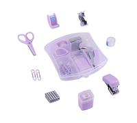 Yizocenguo Mini kits de fournitures de bureau - Comprend une mini agrafeuse, des ciseaux, un extracteur d'agrafes, des agrafes, un dévidoir de ruban adhésif (violet)