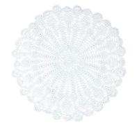 Yizunnu Nappe en crochet faite à la main - Petit napperon rond en coton et dentelle - Blanc - 50-55 cm