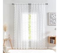 YJ Yanjun Rideaux Transparents Blancs de 203,2 cm de Long pour Porte, Rideaux de fenêtre élégants en Dentelle filtrant la lumière, Rideaux de Porte élégants pour Salon, Chambre à Coucher, 132,1 x