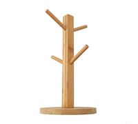 YJDOORPLAY Porte-tasses en forme d'arbre pour comptoir de cuisine, bureau, 6 crochets, solution de rangement en bois, design vertical pour économiser de l'espace (cercle)