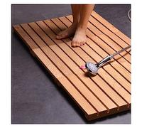 YJEUZCD Caillebotis Bois Naturel Baignoire Tapis, Anti-Fissuration Antidérapant Coussinet Pied, Porte Égouttoir, Imperméable Cuisine Balcon Pédale Au Sol, Format Personnalisé(50x80cm)
