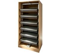 YJEUZCD Étagère À Chaussures Rotative À 360° Extensible pour Placard, Rangement Double Face avec Étagères Inclinables pour Dressing(50.5x36x(192.7-217.7) cm)