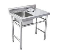 YJEUZCD Évier De Service INOX, Évier De Cuisine sur Pied avec Tiroir | Ouverture 18 Cm, Plan De Travail Intégré, Porte-couteaux Et Charge De 250 Kg(80x60x80cm)