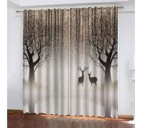 YJLucky Rideau Occultant Lot De 2 Rideau Cerf De Forêt Isolants Thermiques Polyester Rideaux Chambre Et Salon Maison Décoration220Cm X 260Cm