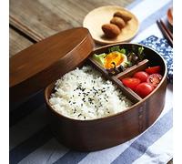 YJZQ Boîtes à Bento Japonais Porte Repas en Bois naturel Boîte à Déjeuner Conteneur Alimentaire avec compartiment amovible Lunch Boîte Portable Bento pour pique-nique