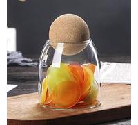YJZQ Pot en Verre Bouteille de de Bonbons Stockage Transparent Couvercle à Boule en Bois Rangement de Maison pour Contenu Café Céréales Thé Epices Sel Grande 550 / 750ml