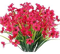 YKKJ 6 Bouquets Fleur Artificiel，Fleurs Artificielles Extérieures，pour Vase Intérieur Extérieur Plantes Suspendues Pot Jardin Porche Décor Mariage Ferme Décoration（Rose Rouge）.
