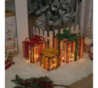 YKMYXZ Lot de 3 Coffrets Cadeaux Noël LED Multicolores (Plusieurs Tailles, 8 Modes, Fonctions)(Rainbow Christmas,(Warm Light) 8 Functions)