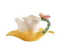 YLFKWLHRW Tasse à thé et Soucoupe Tasse à café en céramique, ensemble d'assiettes avec cuillère pour Cappuccino Latte Café