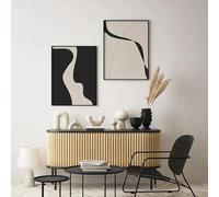 YLHKME Tableaux Ligne Abstraite Noir Beige Minimaliste Impression sur Toile Affiche Tableau Decoration Murale Salon,pour Salon et Chambre à Coucher Deco Maison (Sans Cadre,2X50X70CM)