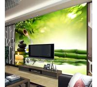 YLLMNOBN Zen bambou eau qui coule paysage peinture 3D murale auto-adhésif PVC papier peint adapté au salon chambre papier peint maison art papier peint