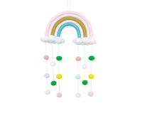YlobdolY Attrape-rêves bohème tissé rideau de porte tenture murale tapisserie mignon dessin animé arc-en-ciel boule en peluche fond photographie fond pompon maison séjour mariage décoration murale, 21
