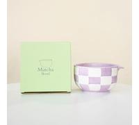 YlobdolY Bol à matcha en céramique avec bec verseur, fabriqué à la main, en porcelaine émaillée, bol à matcha traditionnel japonais, bol à mélanger avec coffret cadeau pour fouetter le matcha violet