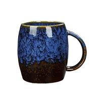 YlobdolY Grande Tasse à Café 500ml en Céramique avec Anse, Tasse à Thé Latte Vintage, Tasses à Café pour le Bureau et la Maison, Cadeau Unique pour Hommes Femmes,Bleu