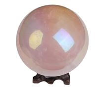 YLQUXEUV Glass Ball Ornament, Rose Quartz Crystal with Stand, Sculpture Figure, Craft, Creative Household Decoration for Fengshui Divination,8~9cm