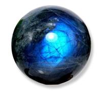 YLQUXEUV Labradorite Sphere 6.5-7cm (2.6") 400-500g - Crystal Ball for Home Decor, & with Pretty Flash