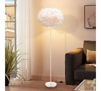 YLTLINK Lampadaire sur Pied Salon,Lampe sur Pied LED,Plumes Blanches LED Lampadaires avec Interrupteur à Pédale pour Salon,Chambre à Coucher,étude,Chambre d'Enfant,E27 Tête de Lampe,150CM