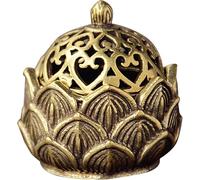 Ymhapp Brûleur d'encens Lotus doré - Porte-encens en forme de fleur vintage - Cône et bâton d'encens - Parfum d'intérieur - Décoration (2,9 x 3 cm)