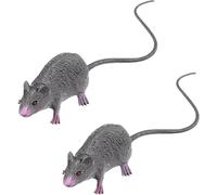 Ymhapp Lot de 2 fausses souris réalistes en caoutchouc avec longue queue, rat effrayant, rat effrayant pour Halloween