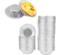 Ymhapp Lot de 50 petits moules à tarte ronds en aluminium jetables pour tarte