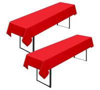 YMHPRIDE 2 Nappes de Table Rectangulaires pour Table de Jardin 50-70 cm de Large, Rouge, Housses de Table de Brasserie Lavables 100x250cm pour Mobilier de Jardin et Fête