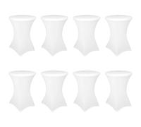 YMHPRIDE Lot de 8 Housses de Table Haute Extensibles Blanches Ø 80-85 cm, Renfort au Pied, Lavable à 40°C, Antidérapantes & sans Repassage, Housses de Table de Bar & Bistrot (80×110cm, Blanc)