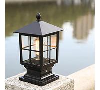 YMNLZ LED Lampe Pilier Portail Exterieur, E27 Moderne Lampadaire De Jardin Étanche Lampe Pilier Exterieur pour Chemin Terrasse Jardin Cour Paysage, Aluminium Lampe Sur Pied Extérieur, Noir