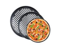 Ymswjgj Lot de 3 plaques à pizza rondes en carbone antiadhésif - Ø 32 cm, Ø 29 cm, Ø 26 cm