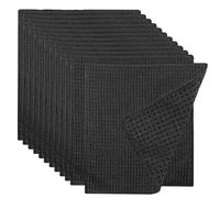 YMTWSRY Lot de 12 Chiffon Microfibre, 20x20cm Noir Lavette Microfibre Chiffons Gaufrés Lavables Micro Fibre pour Cuisine Verres Vitres et Salle de Bain