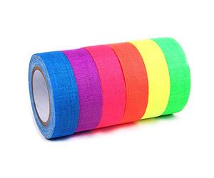 YMWALK UV Blacklight Ruban Réactif Ruban Adhésif Fluorescent Ceinture Ruban Lumineux De Nuit Glow in the Dark Rubans Néon pour Halloween Black Light Party Decoration (6Pcs / 6colors, 15mmX5M)