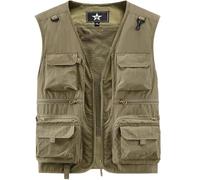 Ymxygz Gilet Multi-Poches pour, Décontracté, Respirant, Cargo, Couleur Unie, sans Manches