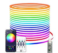 YMY 5V USB RGBIC Bande Lumineuse Néon, IP67 Étanche RGB LED Lumière Décorative, DIY Corde Lumineuse Dynamique avec Contrôle APP/Télécommande Double pour Décoration Intérieure Extérieure (3M RGBIC 360°