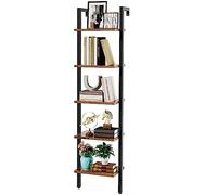 YMYNY Étagère Échelle, Bibliothèque 5 Niveaux, Meuble de Rangement pour Livres, Décorations, Étagère Murale Flottante Industrielle pour Salon, Cuisine, Bureau, 40 x 30 x 178CM Marron Rustique HBC015H