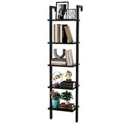 YMYNY Étagère Échelle, Bibliothèque 5 Niveaux, Meuble de Rangement pour Livres, Décorations, Étagère Murale Flottante Industrielle pour Salon, Cuisine, Bureau, 40 x 30 x 178CM Noir HBC015B
