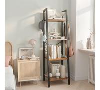 YMYNY Étagère Échelle, Hauteur 125CM Bibliothèque Industrielle à 4 Niveaux, Étagère de Rangement, Étagère à Livres avec Cadre en Métal, pour Salon, Cuisine, Marron Rustique HBC024H