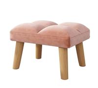 YMYNY Ottoman Pouf, Petit Tabouret Bas avec Pieds en Bois, Canapé rembourré Moderne, Repose-Pieds, Tabouret de Canapé en Velours,Tabouret à Chaussures pour Salon Chambre 40×30×27CM Rose HBD032P