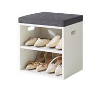 YMYNY Petit Banc Chaussures Entrée avec Coussin, Blanc HBD028W | 2 Tiers Banc Rangement Chaussures, pour l'entrée, Le Salon, Le Couloir, la Chambre à Coucher, 42 x 39 x 28 cm