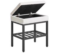 YMYNY Petit Banc Chaussures Entrée avec Coussin, Blanc, HSC001W | 2 Tiers Banc Rangement Chaussures avec Assise pour l'entrée, Le Salon, Le Couloir, la Chambre à Coucher