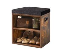YMYNY Petit Banc Chaussures Entrée avec Coussin, Marron Rustique HBD028H | 2 Tiers Banc Rangement Chaussures, pour l'entrée, Le Salon, Le Couloir, la Chambre à Coucher, 42 x 39 x 28 cm