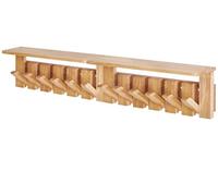 YMYNY Porte Manteau Mural Bois, Lot de 2 Patere Murale de Crochets Rétractables pour Salle de Bain, Entrée, Chambre, Bois Naturel, HWS008N-2
