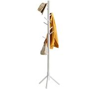 YMYNY Portemanteau en Bois, Portant à Vêtements avec 8 Crochets, Portemanteau sur Pied, Assemblage Facile, pour Chapeau, Vêtements, Sac à Main, Foulards, parapluie Blanc HD-HRF-1194