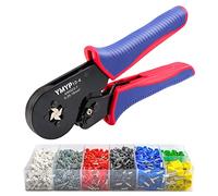 YMYP Ferrule Crimping Tool AWG 23-7 with 1900PCS Ferrules Kit, Square Crimper for End-Sleeves Terminal - Self-Adjusting Racheting Tool