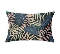 YNGBAAO Lot de 1 Housse Coussin 35x55cm Taie d'oreiller Décoratif en Lin Coton Carré Double Face Fermeture Glissière Invisible Feuilles Q66 14x22inch pour Salon Chambre Voiture Canapé Decoration